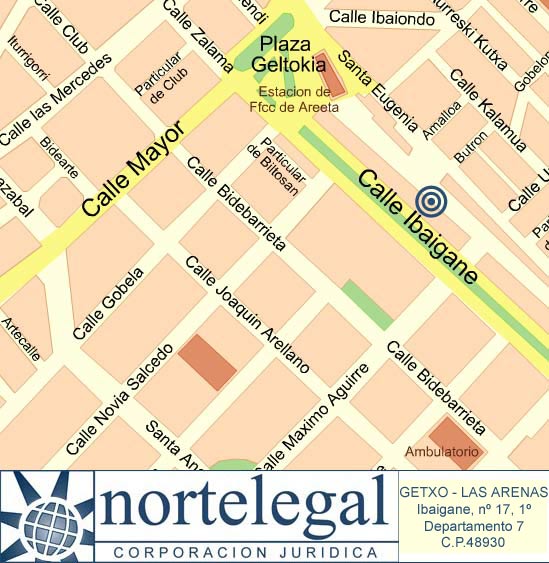 Nortelegal – GETXO - LAS ARENAS. Estamos en la calle Ibaigane, 17, 1º, departamento 7. Junto a la salida metro. Código postal 48930 GETXO